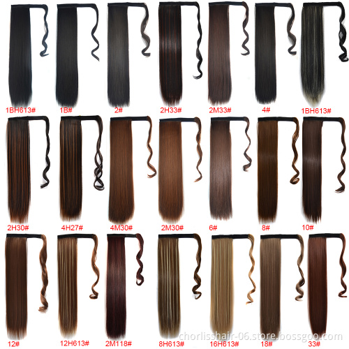 Wholesale Messy Curly Wrap Around Hair Piece Ponytail 100g Natural Wavy Curly Clip In Synthetic Hair Ponytails Extensions